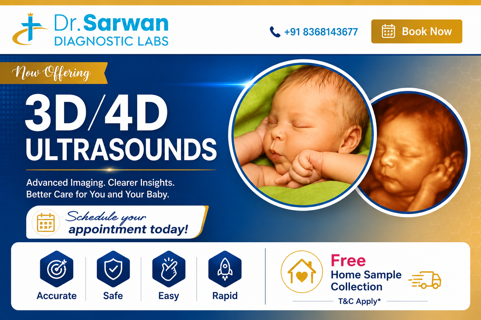 3D and 4D ultrasound services at Dr. Sarwan Diagnostic Labs